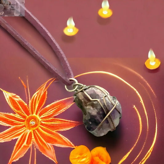 Amethyst Healing Necklace Goldtone Stainless Steel Beauty by Dani