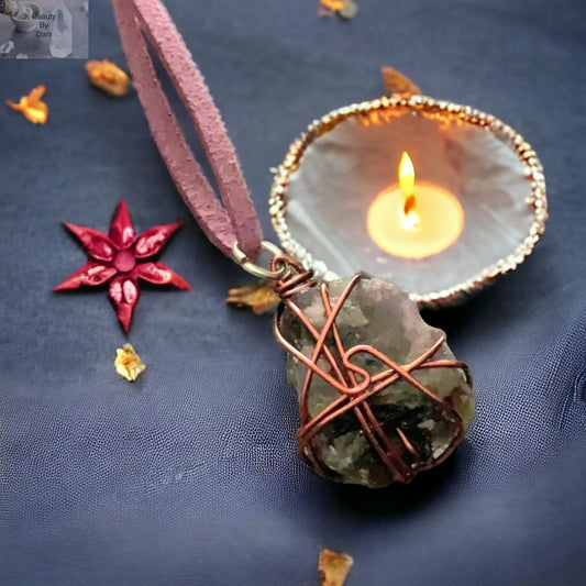 Amethyst Rose Tone Stainless Steel Leather Cord Necklace Beauty by Dani