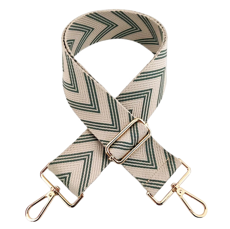 Emerald Green Chevron Stripe Adjustable Crossbody Purse Strap with Gold Hardware
