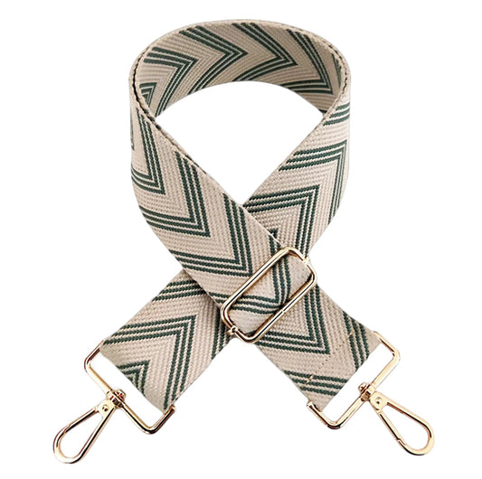 Emerald Green Chevron Stripe Adjustable Crossbody Purse Strap with Gold Hardware