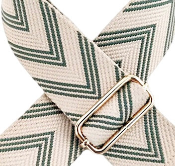 Emerald Green Chevron Stripe Adjustable Crossbody Purse Strap with Gold Hardware