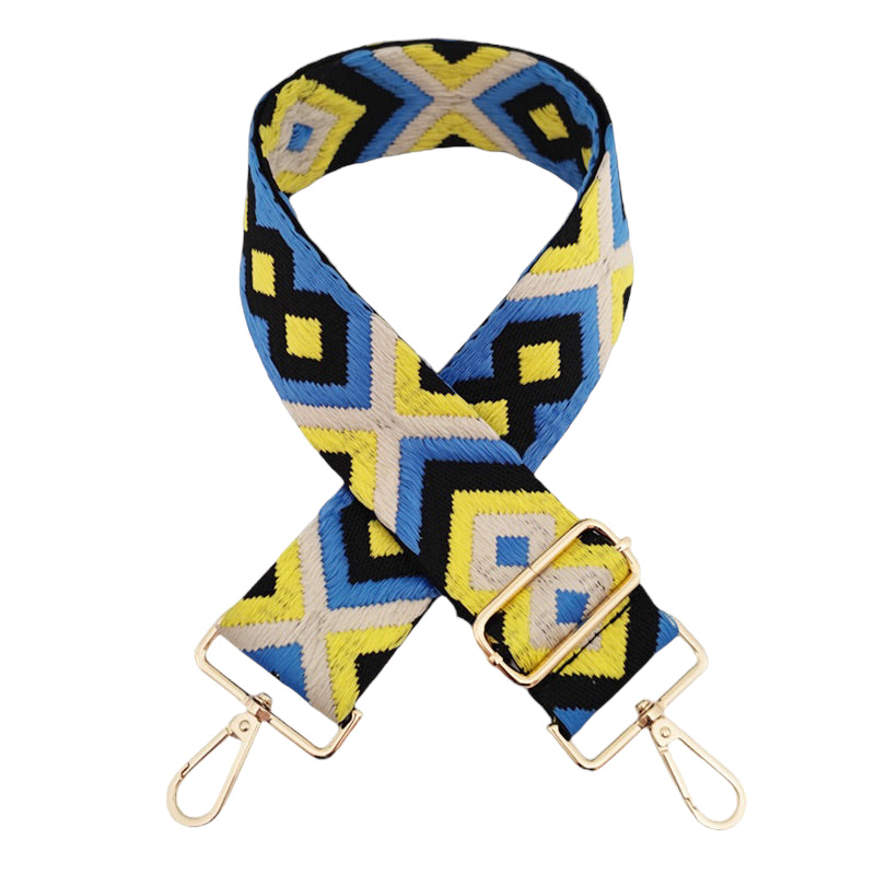 Bright Neon Yellow Adjustable Cotton Boho Bag Strap with Gold Hardware