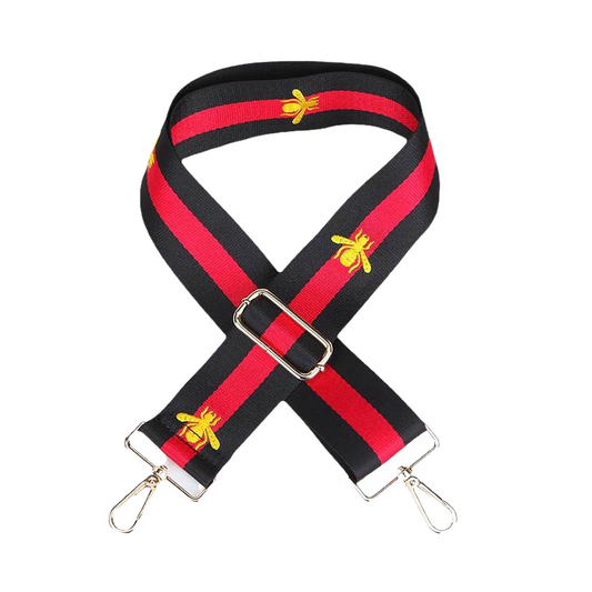 Bee Bag Strap Black & Red Gold Hardware Crossbody Strap