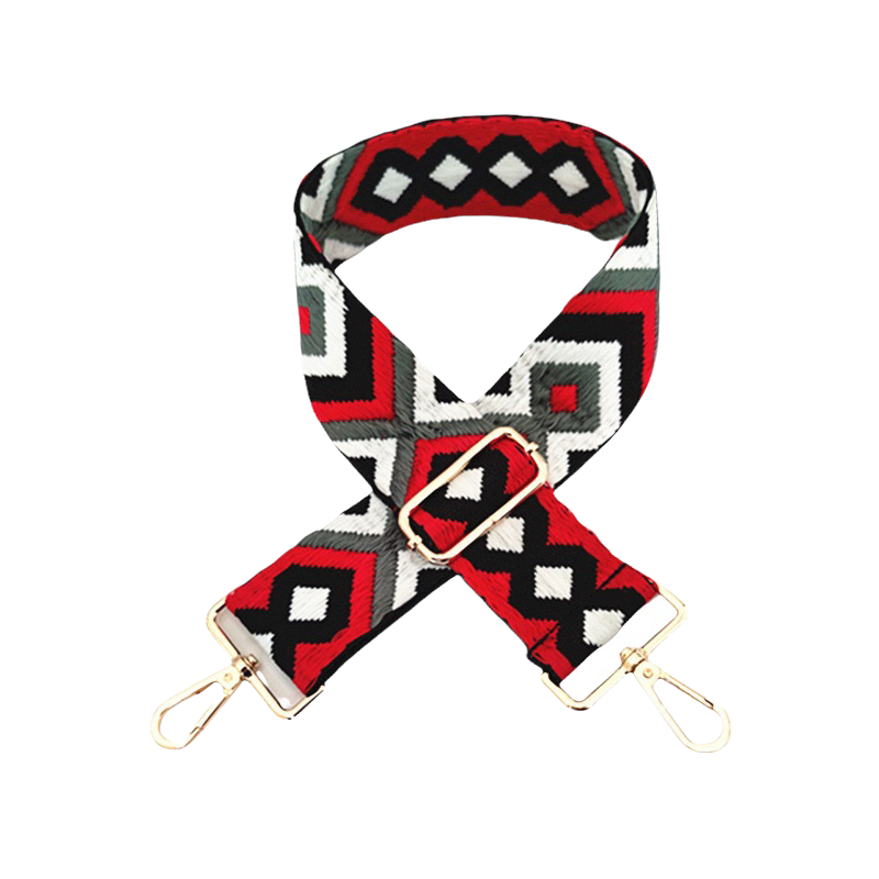 Black & Red Boho Bag Strap Gold Hardware Crossbody Strap Babs+Birdie