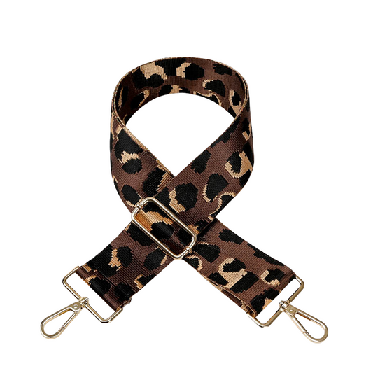 Brown Leopard Gold Hardware Bag Strap