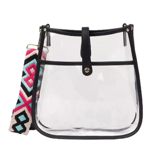 Clear with Black Trim Stadium Courier Crossbody Bag Babs+Birdie