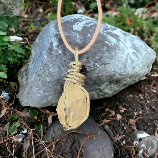 Rose Quartz Natural Stone Necklace Stainless Steel Wrap