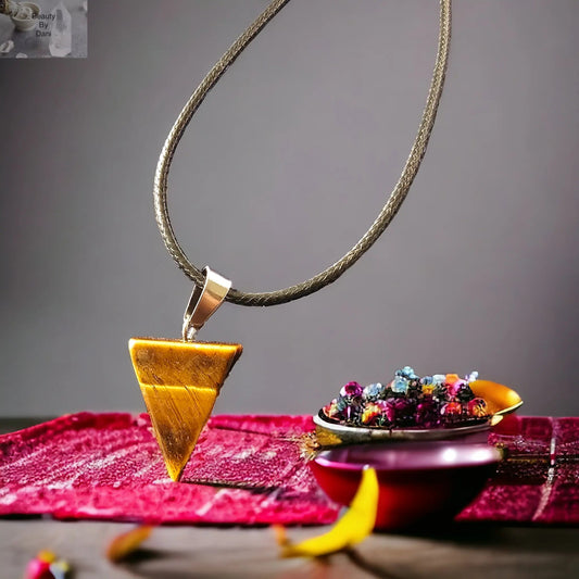 Tiger's Eye Leather Cord Necklace 18in