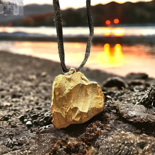 Raw Tiger's Eye Necklace with Cotton or Leather Cord Jewelry by Beauty by Dani