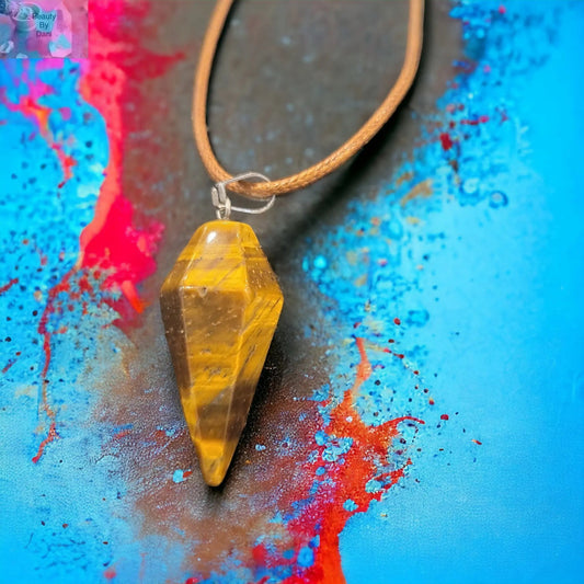 Tiger's Eye Necklace Leather Cord 18 Inches