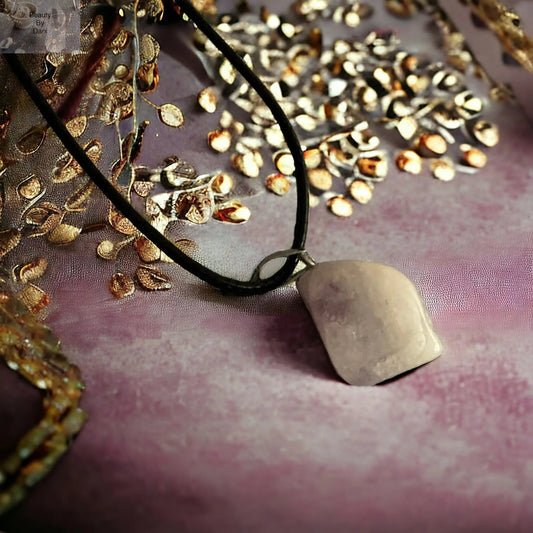 Natural Amethyst Pendant Leather Cord Necklace