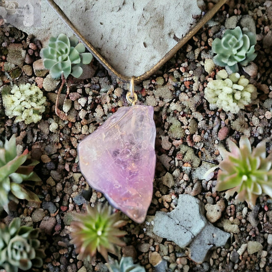 Natural Amethyst Crystal Necklace with Genuine Stone