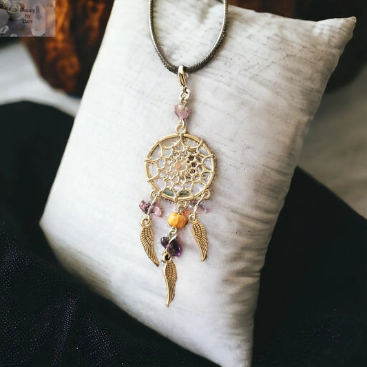 Amethyst Dreamcatcher Necklace Healing Gemstone Jewelry
