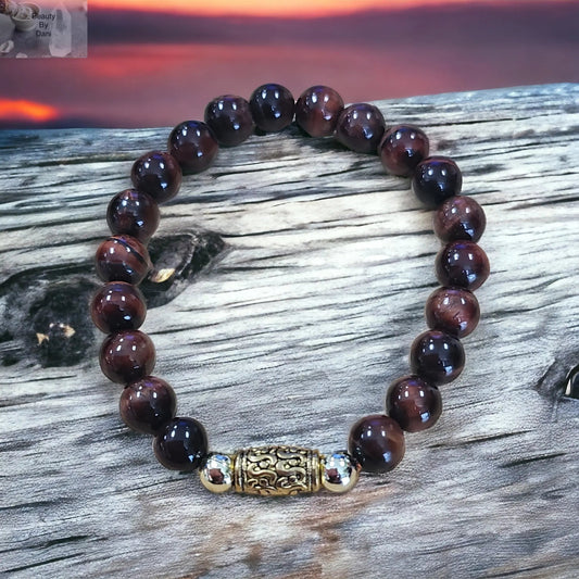 Red Tiger's Eye Courage Bracelet 7.5 Inch Stretchy Bracelet