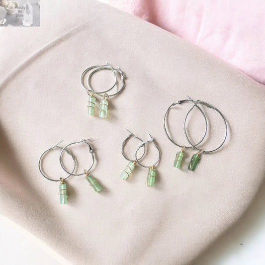 Aventurine Natural Stone Earrings and Necklace Set