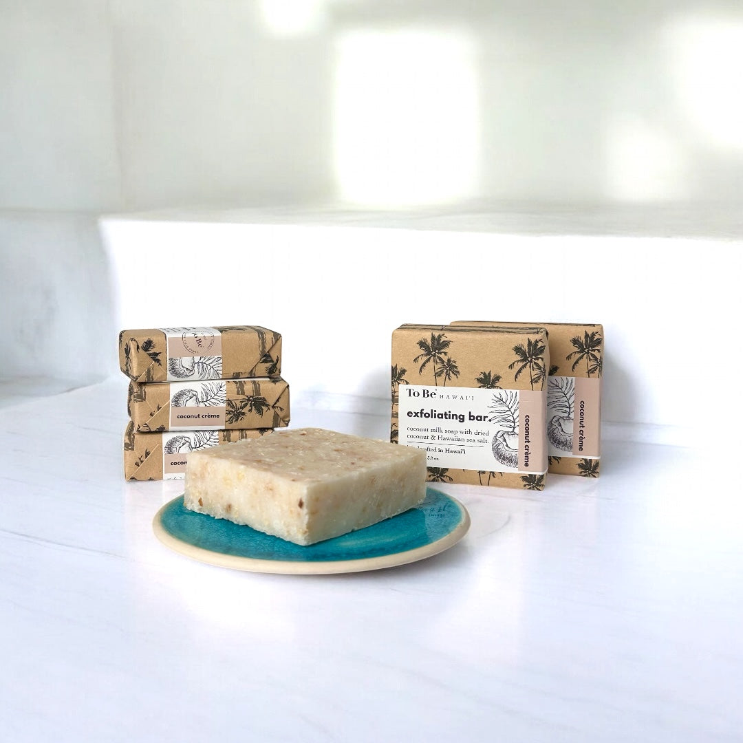 Coconut Crème Exfoliating Bar with Sea Salt Handcrafted on Maui