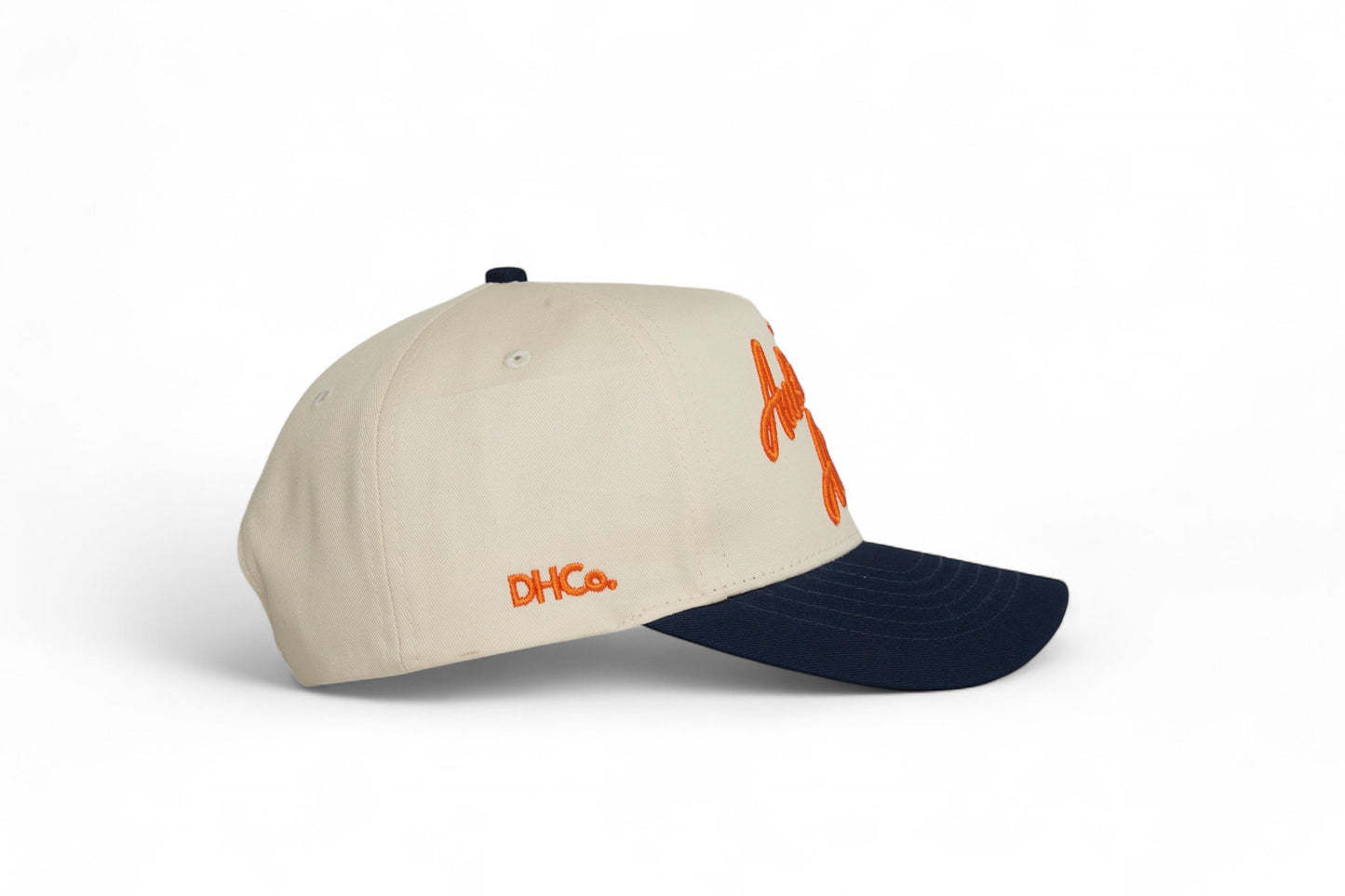 Script Auburn Pre-curved Trucker Hat Beige Blue EAGLE
