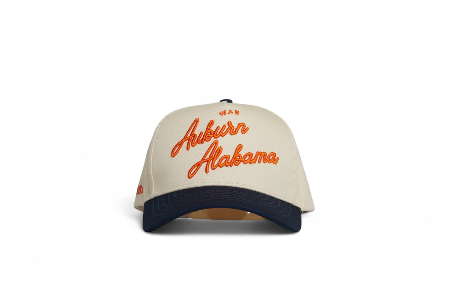 Script Auburn Pre-curved Trucker Hat Beige Blue EAGLE