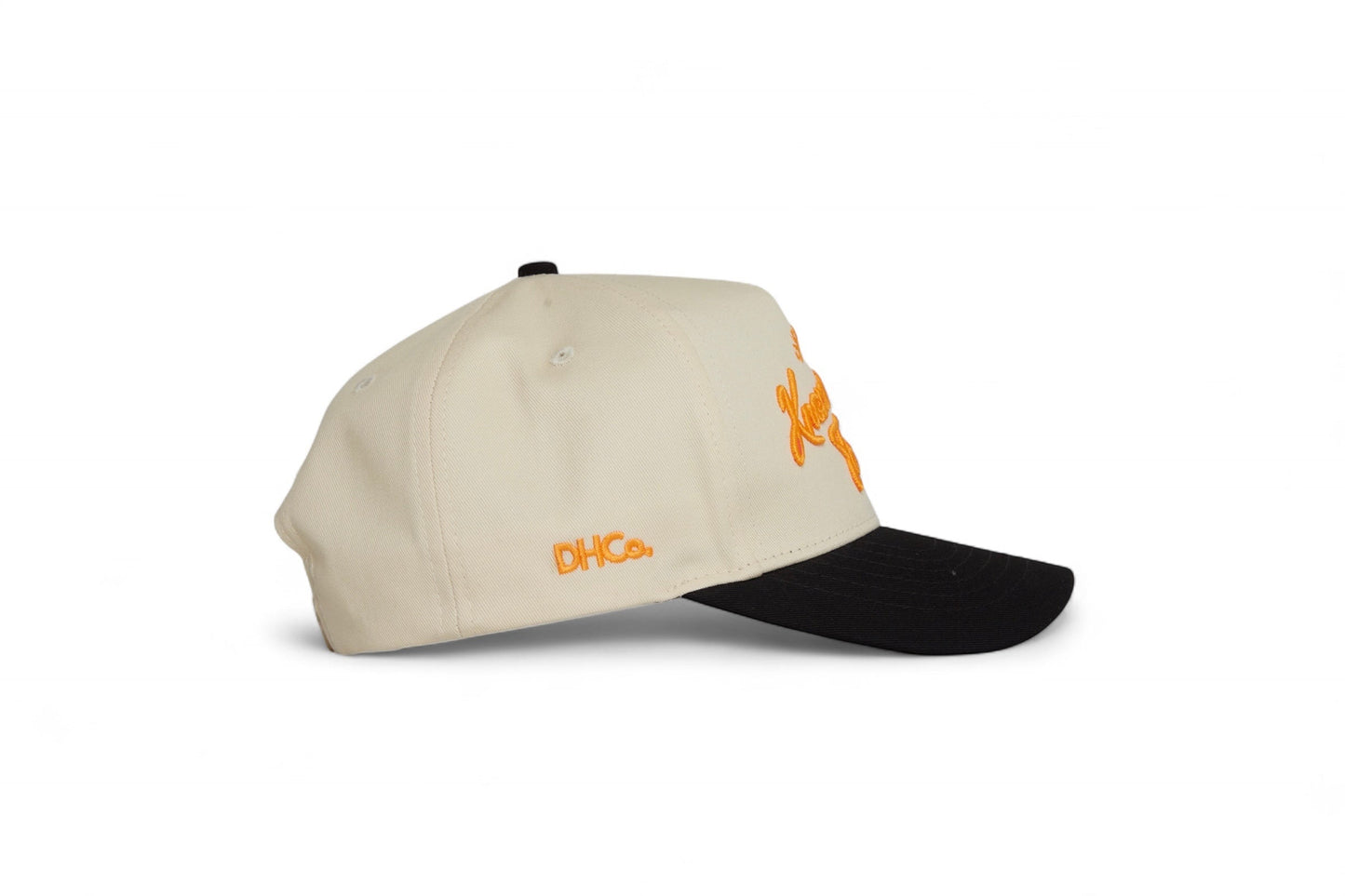 Knoxville Script Beige Orange Pre-curved Trucker Hat Destination Hat Co.