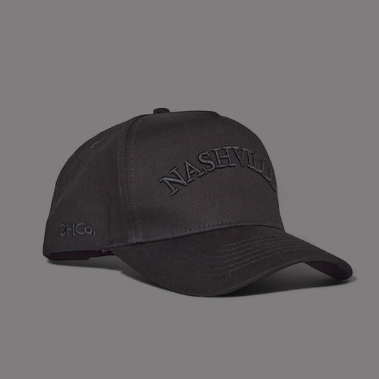 Midnight Collection Black Pre-curved Trucker Hat Nashville
