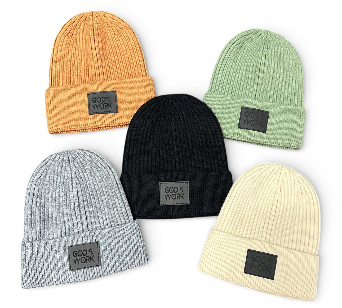 Premium Leather Patch Beanie Comfortable Fit God's Work