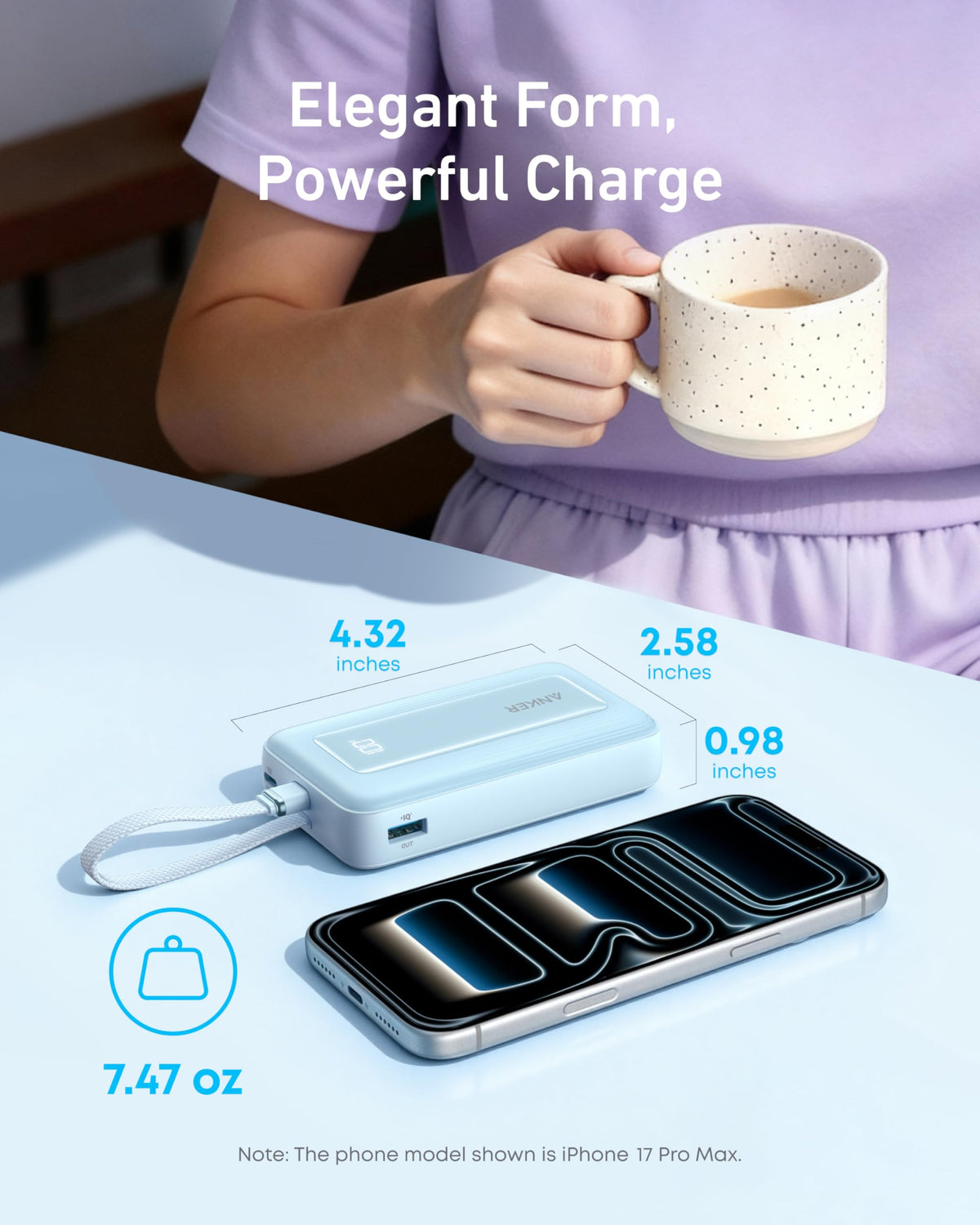 Anker Zolo 30W Power Bank 10000mAh with Built-in USB-C Cable