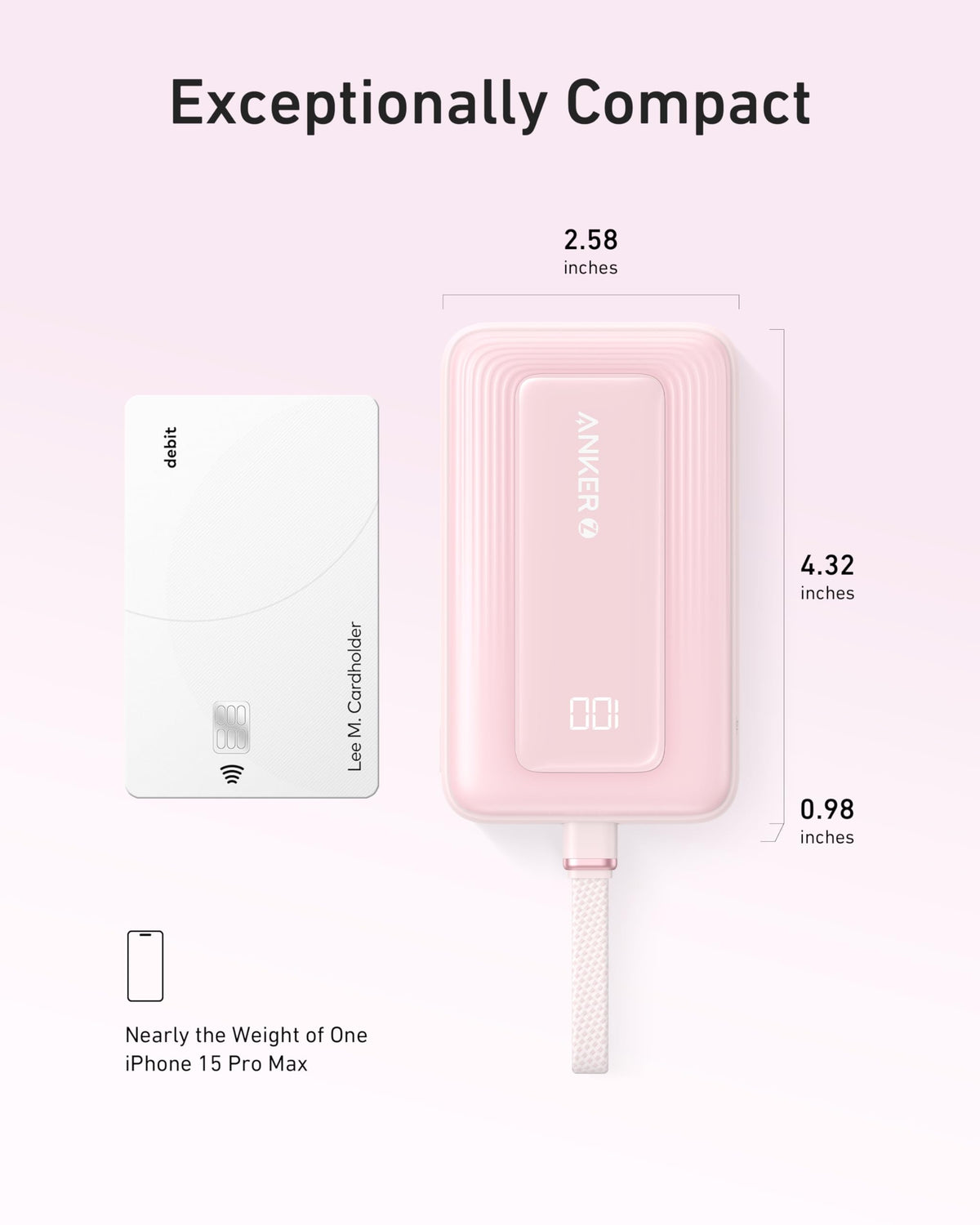 Anker Zolo 30W Power Bank 10000mAh with Built-in USB-C Cable