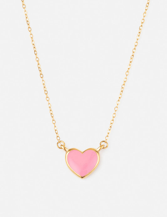 Pink Enamel Heart Necklace