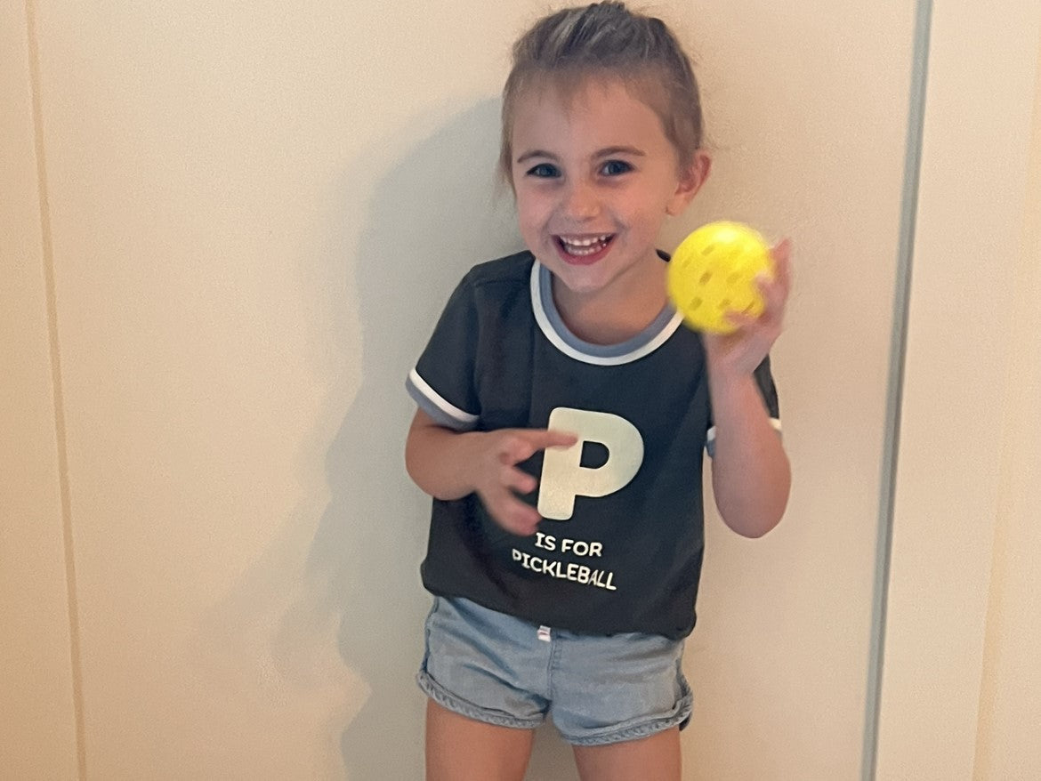 Pickleball Kid's Ringer T-Shirt Heathered Evergreen