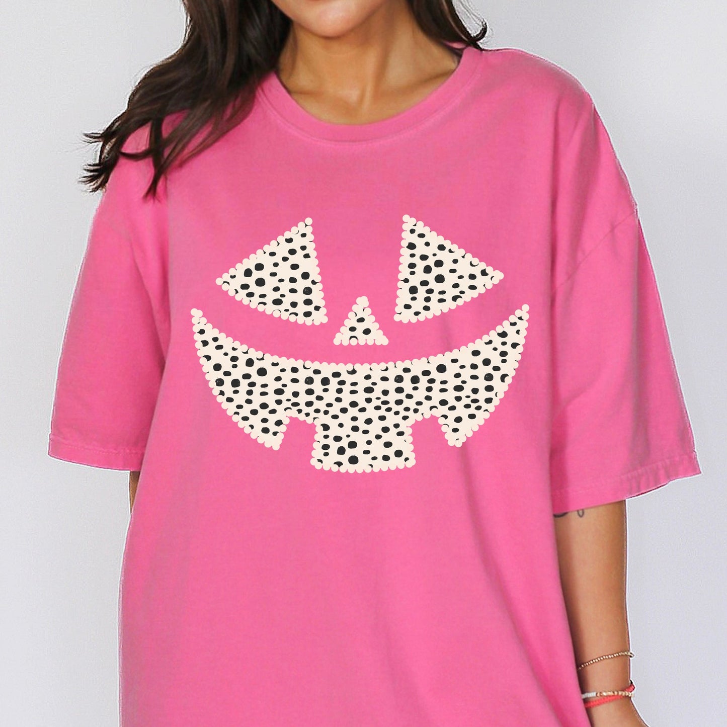 Polka Dot Jack-O-Lantern, Dalmatian, Pumpkin, Cute, Halloween, Spooky, Trick Or Treat Costume, Witch Shirt Comfort Colors T-Shirt