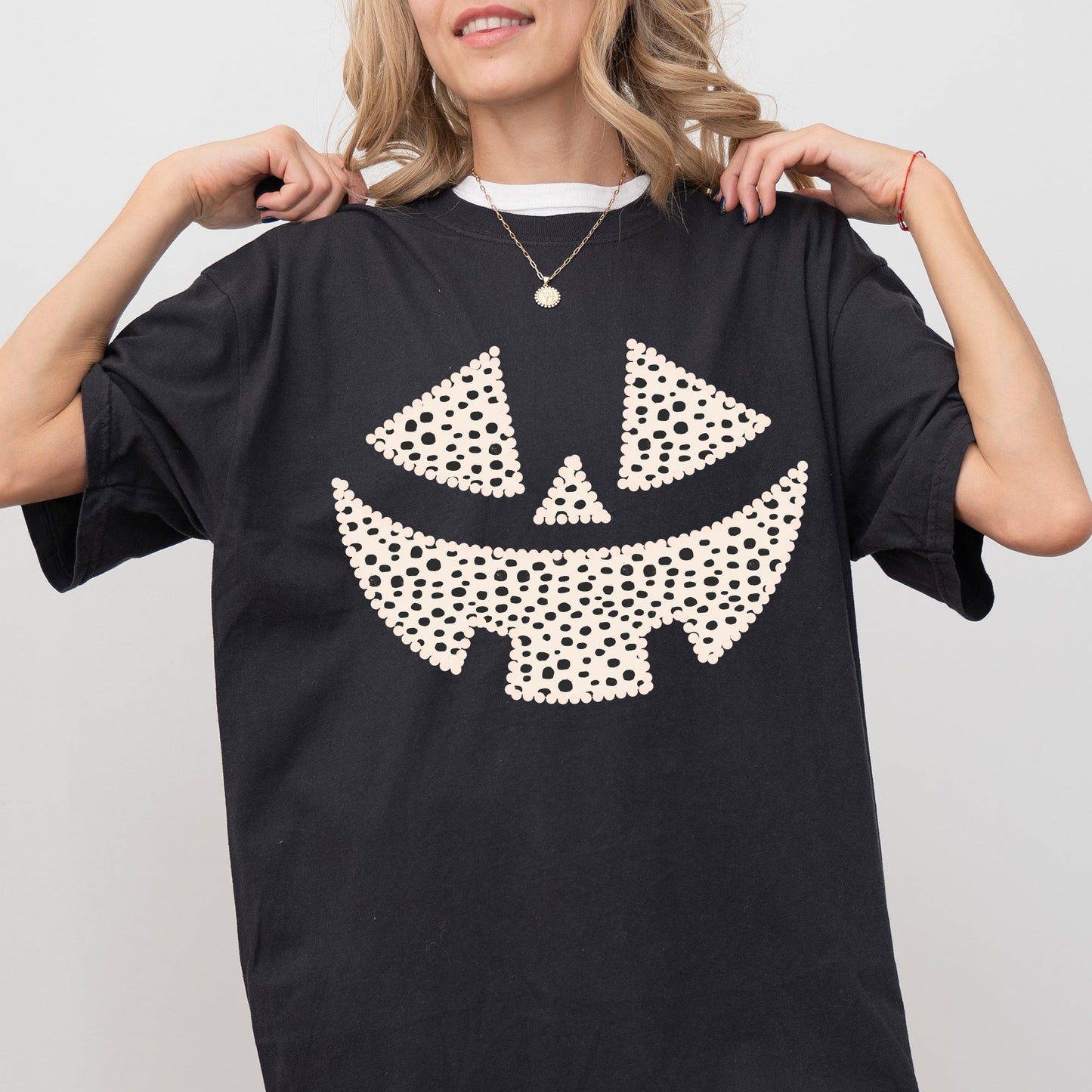 Polka Dot Jack-O-Lantern, Dalmatian, Pumpkin, Cute, Halloween, Spooky, Trick Or Treat Costume, Witch Shirt Comfort Colors T-Shirt