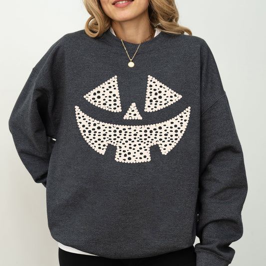 Polka Dot Jack-O-Lantern, Dalmatian, Pumpkin, Cute, Halloween, Spooky, Trick Or Treat Costume, Witch Sweatshirt