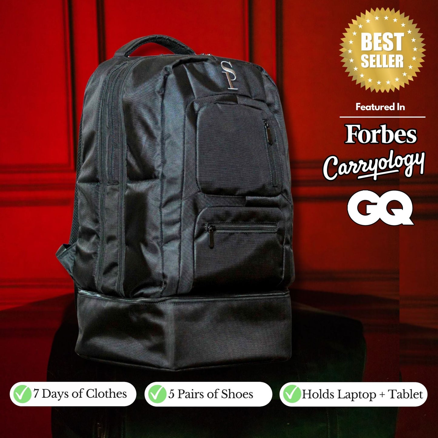 Carry-On Bag Lightweight Travel Backpack For Shoes Clothes Laptop Sole Premise