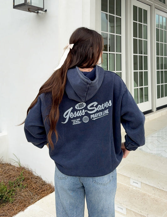Prayer Line Deep Navy Unisex Hoodie