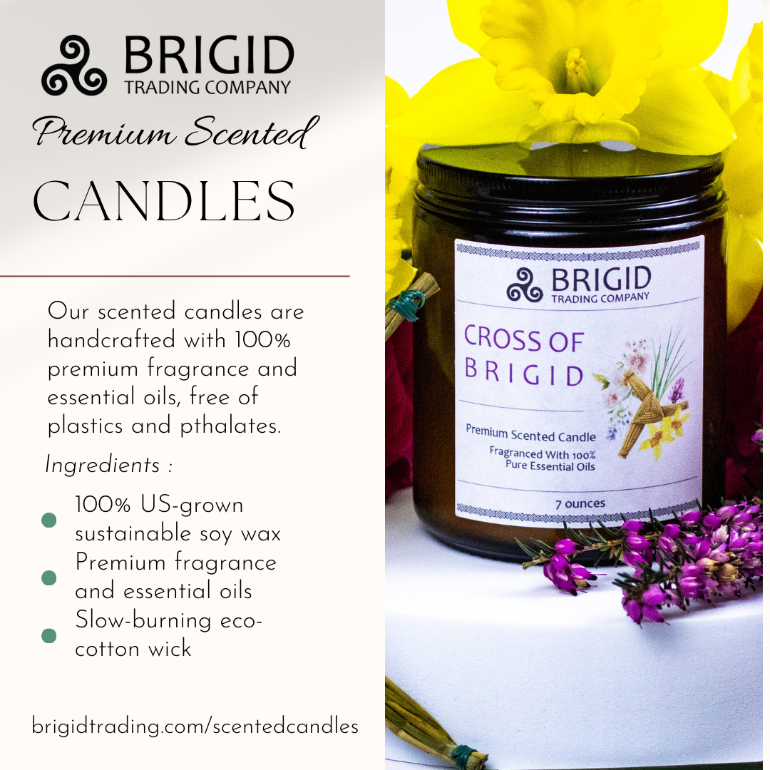 Imbolc Soy Wax Candle Heather Rose Narcissus Vetiver Brigid Trading Company