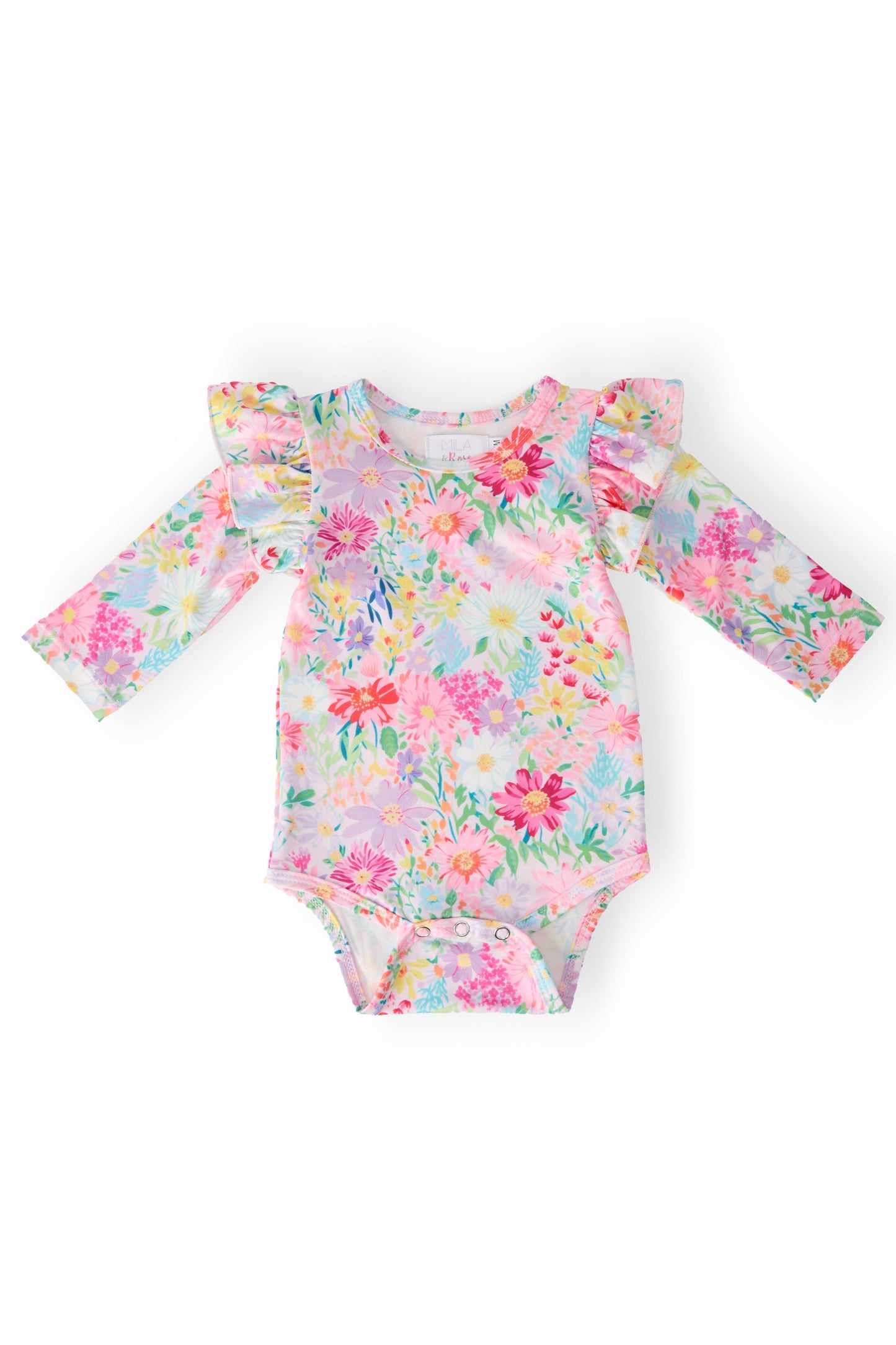 Field of Flowers Long Sleeve Flutter Bodysuit Mila & Rose