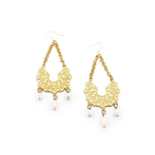 Primrose Gold Plated Pearl Earrings ADIBA