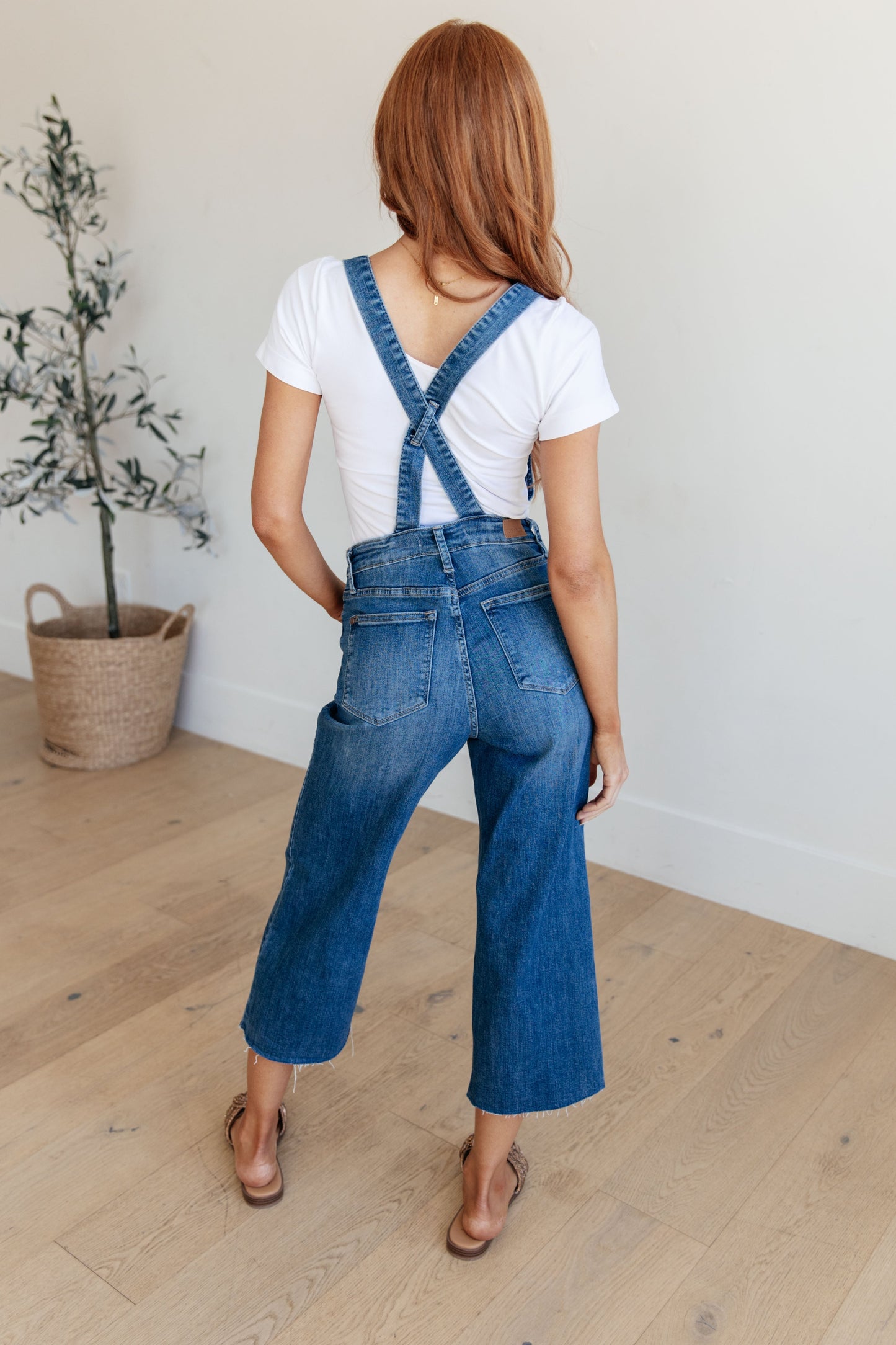 Priscilla High Rise Crop Wide Leg Denim Overalls Judy Blue