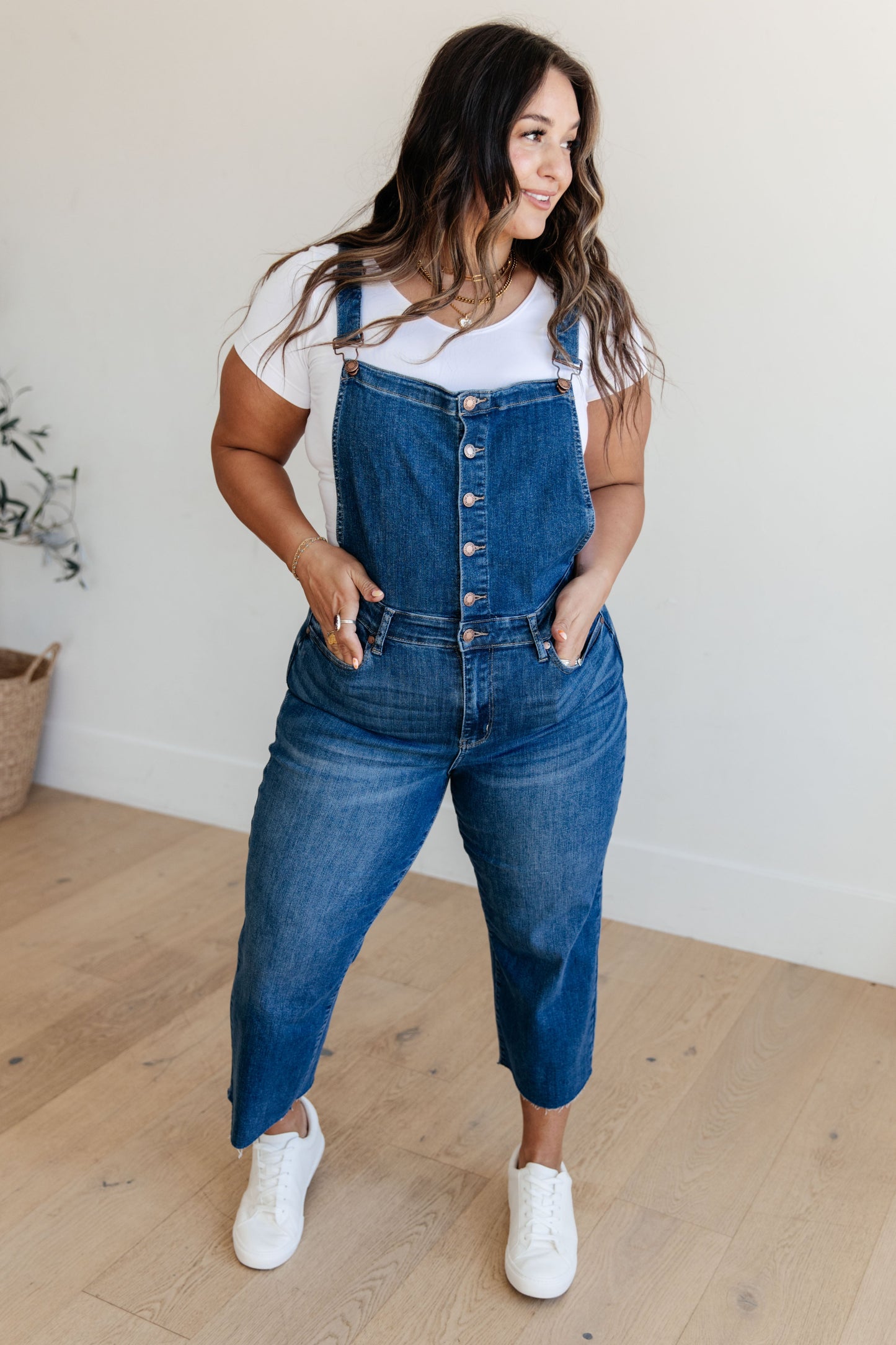 Priscilla High Rise Crop Wide Leg Denim Overalls Judy Blue