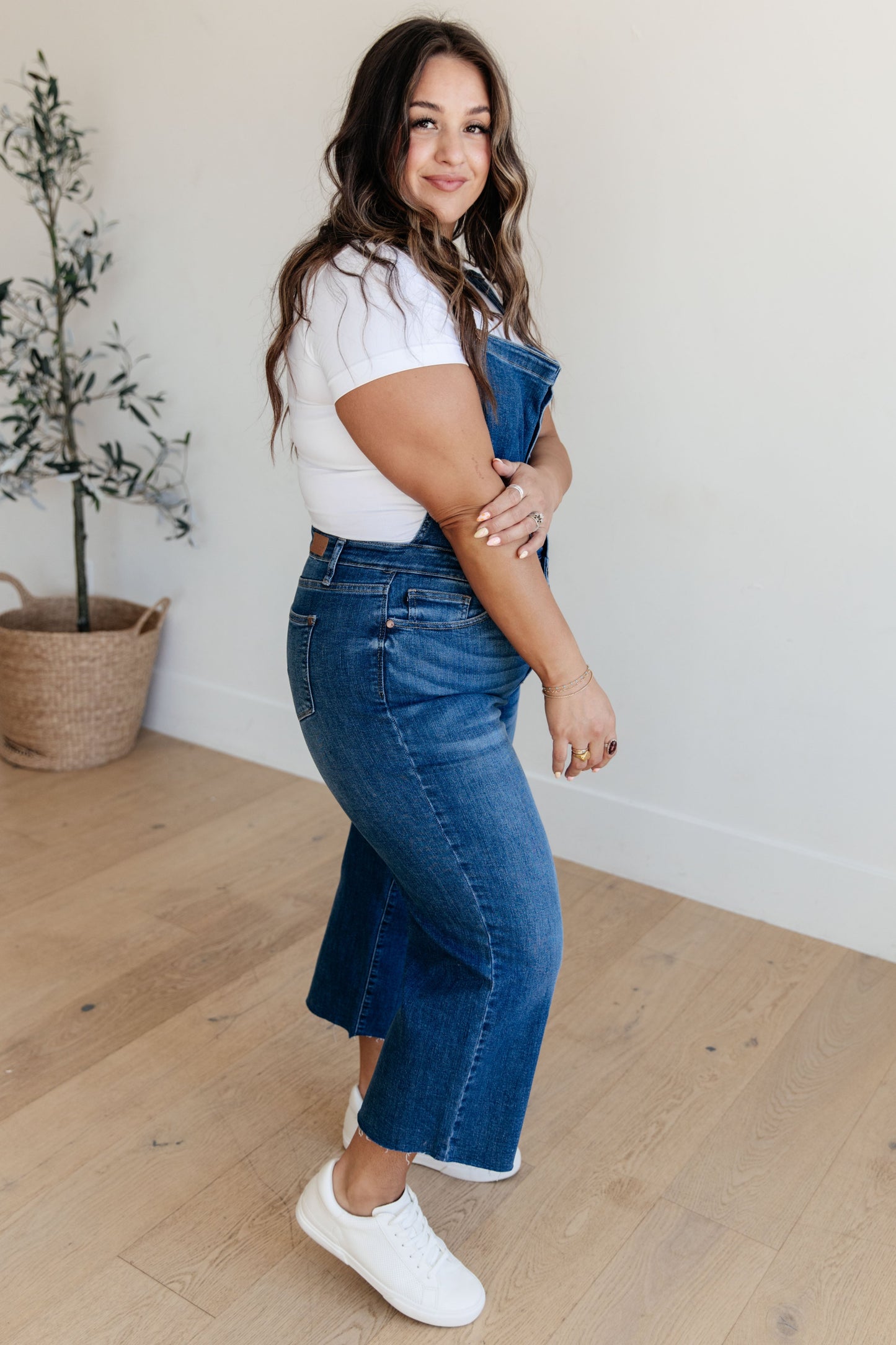 Priscilla High Rise Crop Wide Leg Denim Overalls Judy Blue