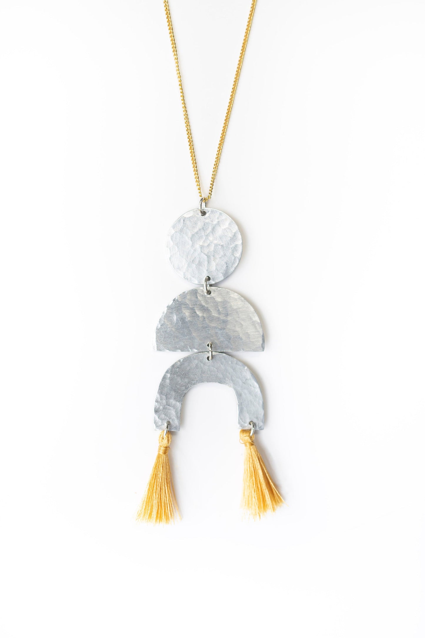 Geo Upcycled Aluminum Necklace with Gold Chain 2nd Story Goods