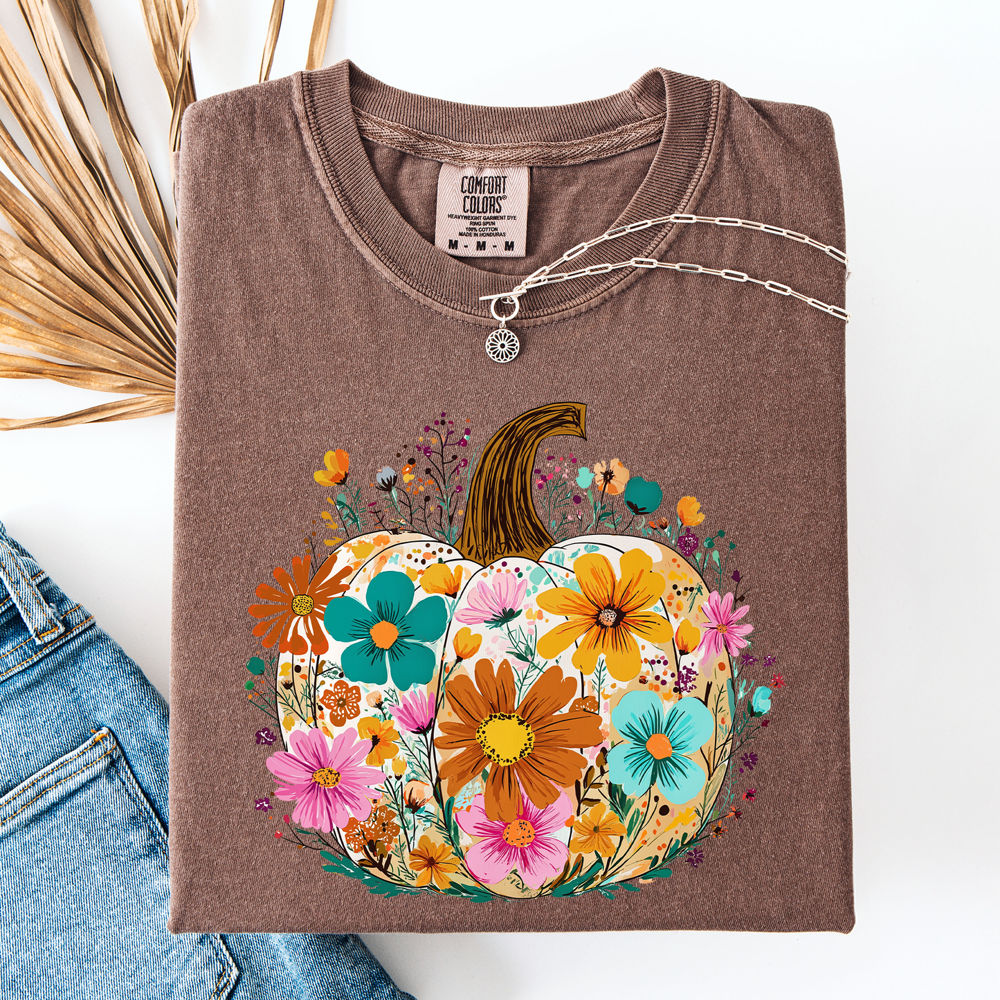 Pumpkin Floral, Halloween, Fall, Autumn, Comfort Colors T-Shirt