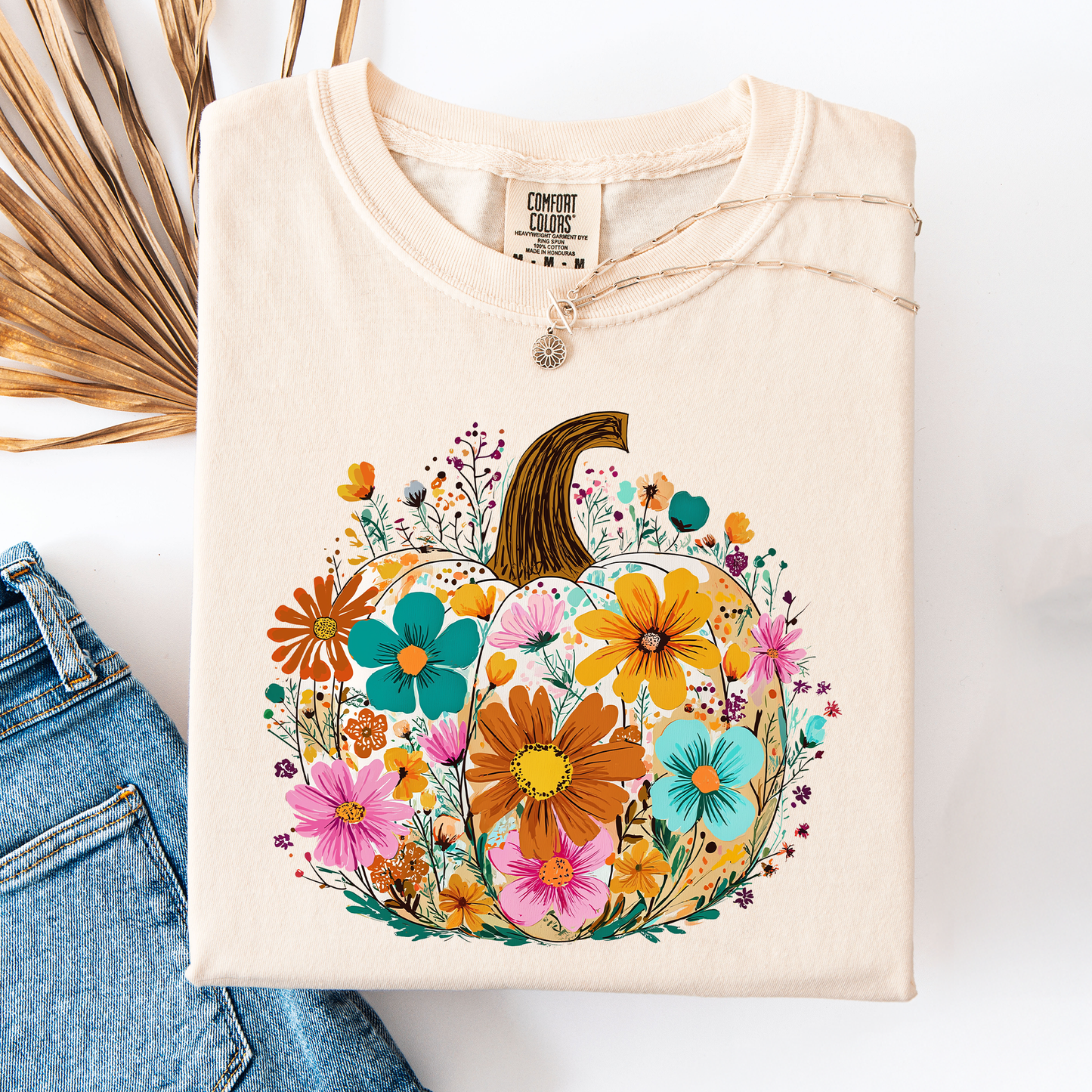 Pumpkin Floral, Halloween, Fall, Autumn, Comfort Colors T-Shirt