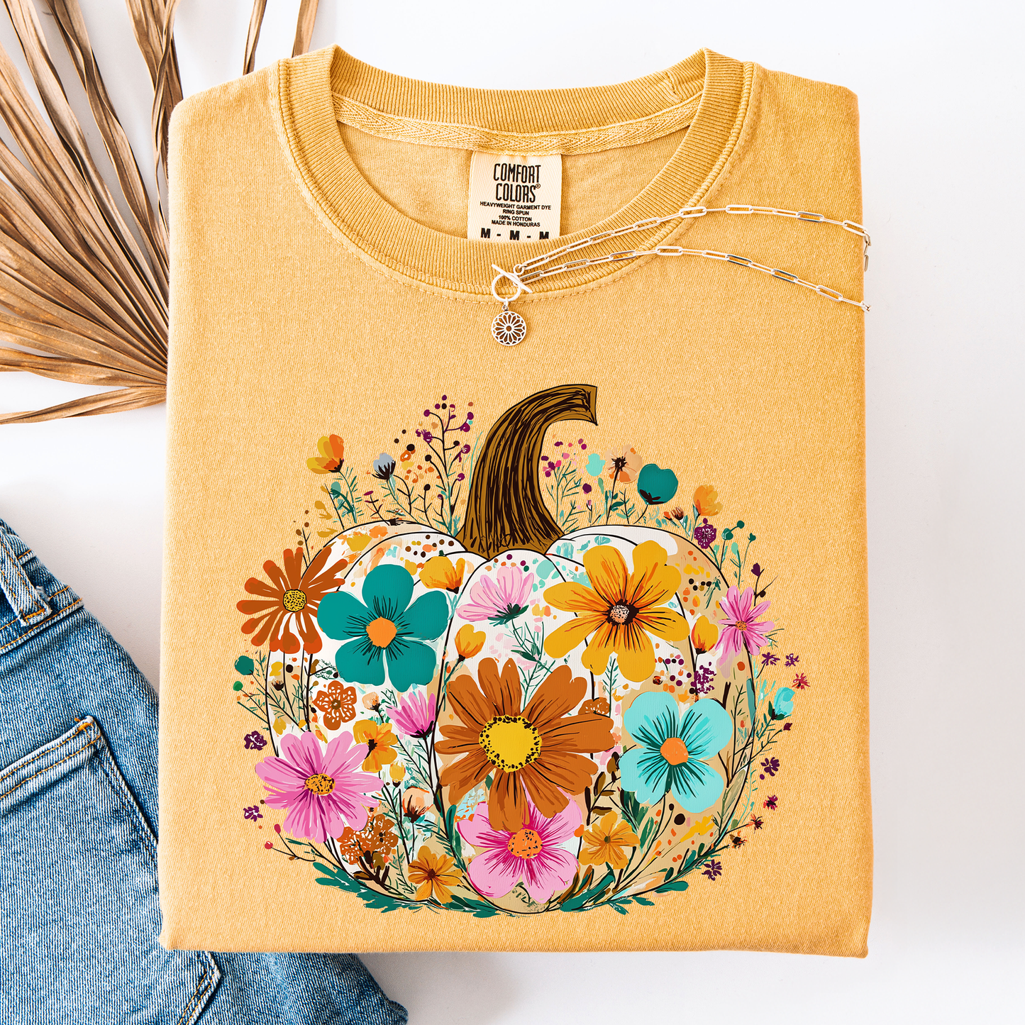 Pumpkin Floral, Halloween, Fall, Autumn, Comfort Colors T-Shirt