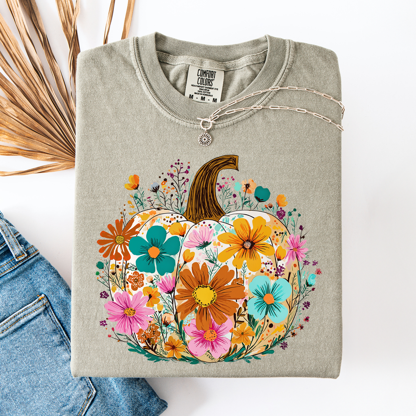 Pumpkin Floral, Halloween, Fall, Autumn, Comfort Colors T-Shirt