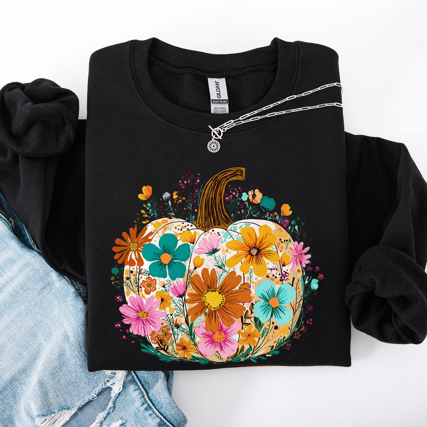 Pumpkin Floral, Halloween, Fall, Autumn Sweatshirt