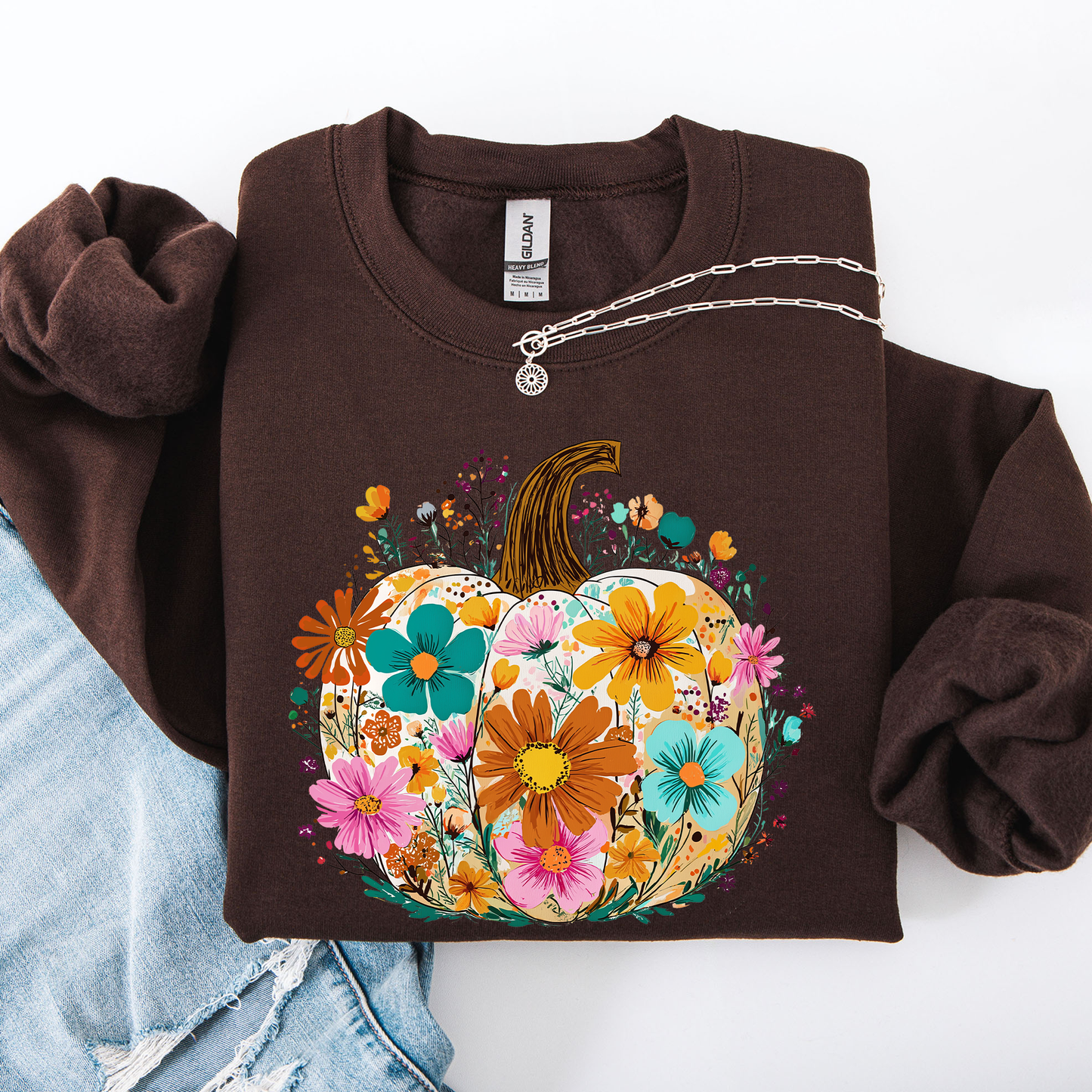 Pumpkin Floral, Halloween, Fall, Autumn Sweatshirt