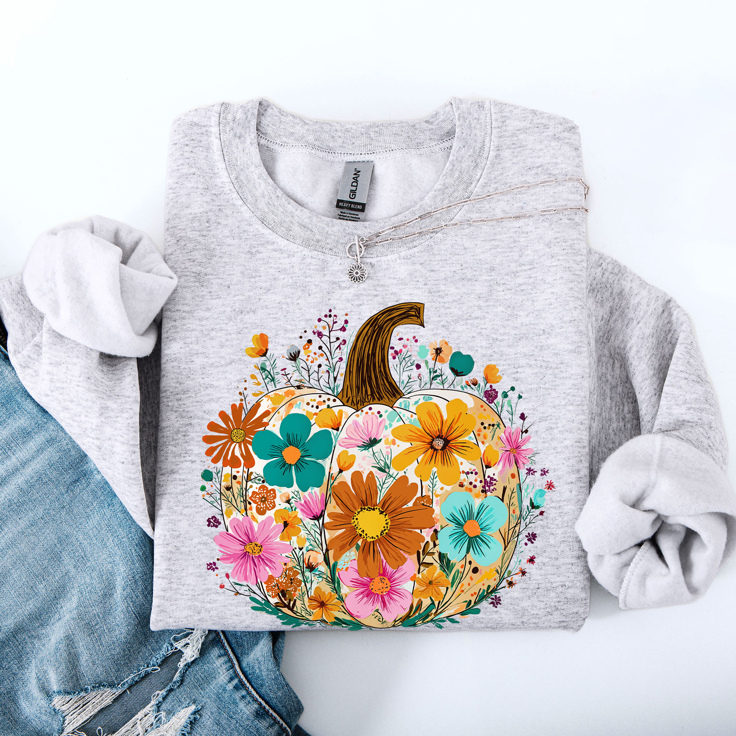 Pumpkin Floral, Halloween, Fall, Autumn Sweatshirt
