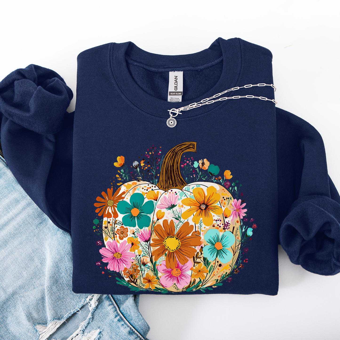 Pumpkin Floral, Halloween, Fall, Autumn Sweatshirt