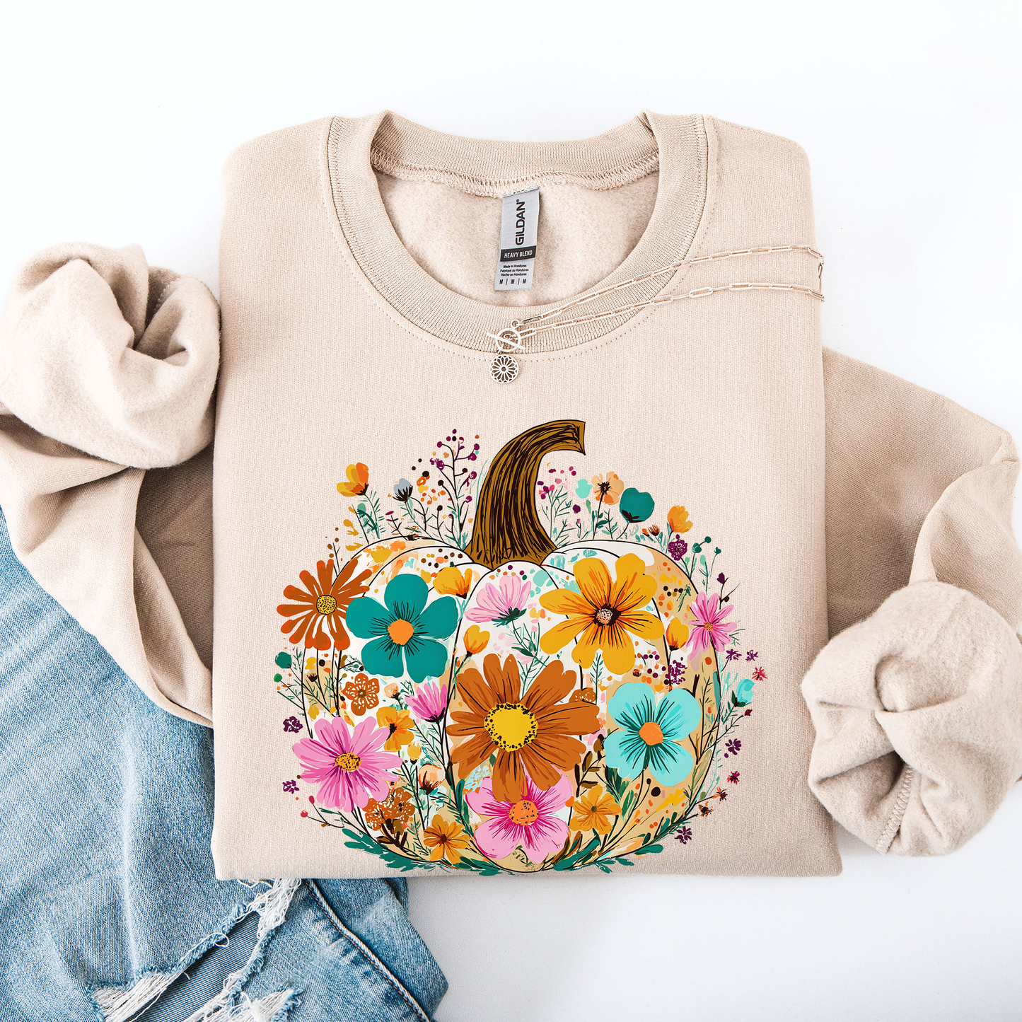 Pumpkin Floral, Halloween, Fall, Autumn Sweatshirt